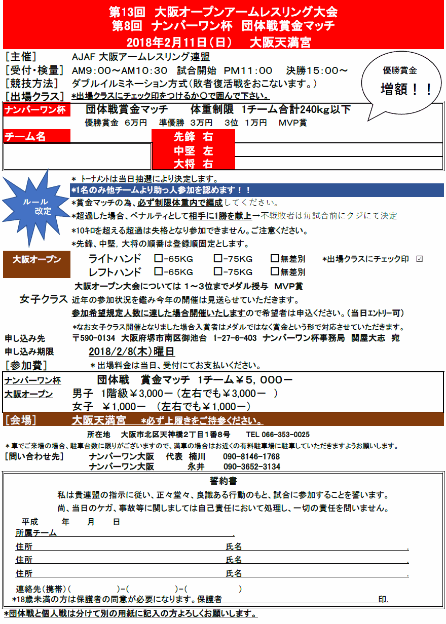 アームレスリング大会 大阪