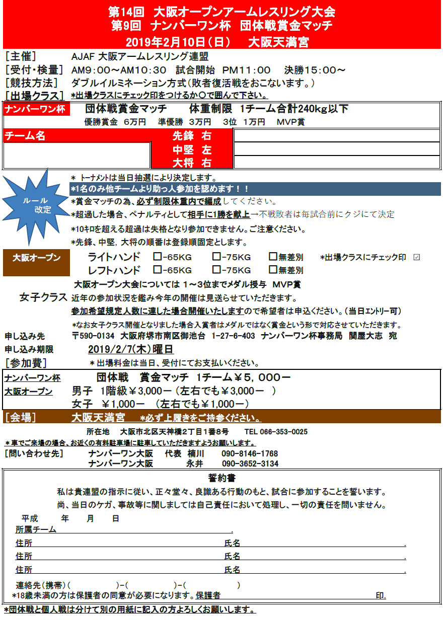 アームレスリング大会 大阪